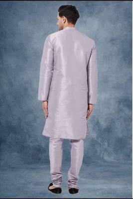 Purple art dupion silk mens plain kurta pajama 3