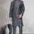 Grey art dupion silk mens plain kurta pajama