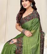 Pastel Yellow/Light Yellow Chiffon Floral Print Border Saree With Unstitched Blouse Piece