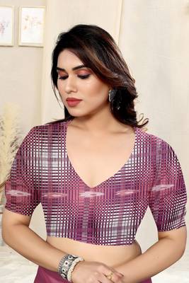 Peach Pink Chiffon Solid/Abstract Print Printed Saree With Unstitched Blouse Piece 5