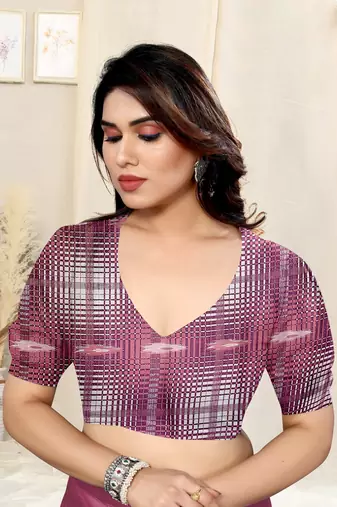 Peach Pink Chiffon Solid/Abstract Print Printed Saree With Unstitched Blouse Piece