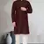 Brown art dupion silk mens plain kurta pajama