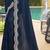 Teal Blue Sequence Embroidered Border Silk  Party Wear With Blouse Piece