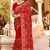 Red Kashmiri Resham Embroidered Georgette Party Wear Saree With Blouse Piece