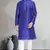 Blue art dupion silk mens plain kurta pajama