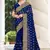 Navy Blue Zari Embroidered Stone Border Georgette Saree With Blouse Piece
