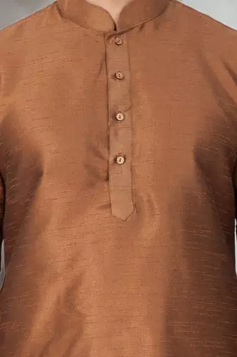 Gold art dupion silk mens plain kurta pajama