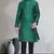 Green art dupion silk mens plain kurta pajama