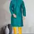 Green art dupion silk mens plain kurta pajama