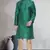 Green art dupion silk mens plain kurta pajama