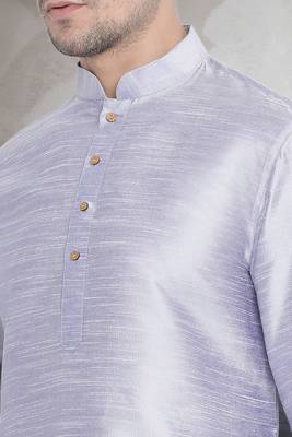 Grey art dupion silk mens plain kurta pajama 2
