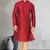 Red art dupion silk mens plain kurta pajama