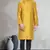 Yellow art dupion silk mens plain kurta pajama