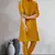 Yellow art dupion silk mens plain kurta pajama