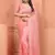 Peach Zari Moti Stone Embroidered Party Wear Net Wedding Saree With Blouse Piece