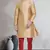 Beige art dupion silk mens plain kurta pajama