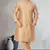 Beige art dupion silk mens plain kurta pajama