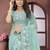 Sky Blue Sequence Embroidered Party Wear Net Saree With Blouse Piece