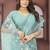 Sky Blue Sequence Embroidered Party Wear Net Saree With Blouse Piece