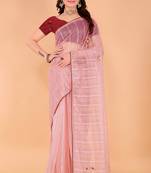1Organza Khatli Work Saree With Art Silk Blouse Piece