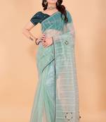1Organza Khatli Work Saree With Art Silk Blouse Piece