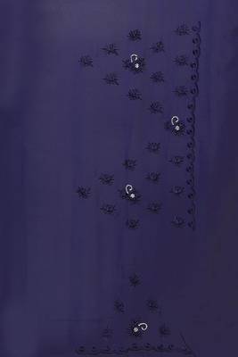 Women'S Navy Blue Zari Resham Embroidered Georgette Saree With Blouse Piece 5