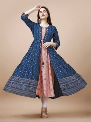 Women cotton foil printed kurti 1