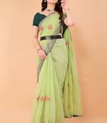 Green Cotton Saree For Women With Blouse Sd29130