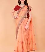 Orange Cotton Saree For Women With Blouse Sd29131