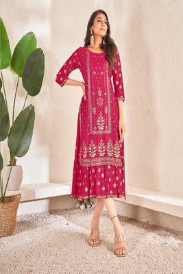 Women cotton foil printed kurti 1