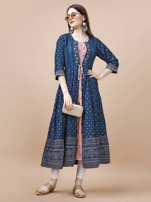 Women cotton foil printed kurti 4