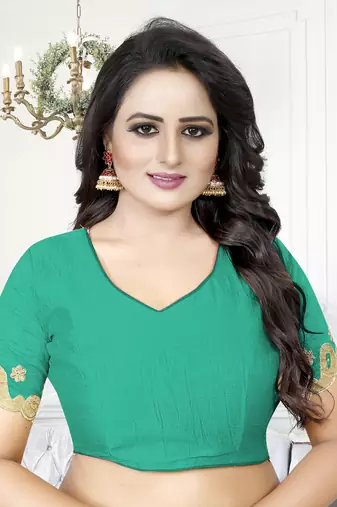Green Zari Embroidered Border Art Silk Party Wear Saree With Blouse Piece