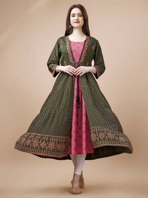 Women cotton foil printed kurti 1