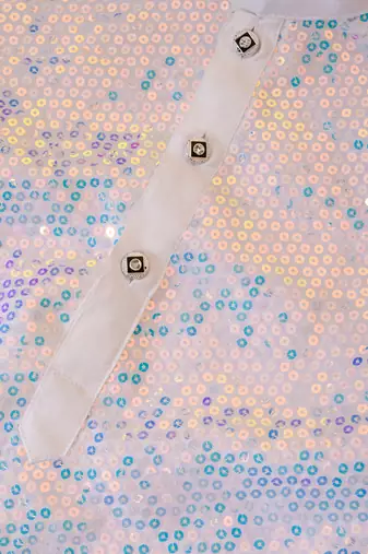 sequins work dupion silk kurta and cotton pajama set for boys