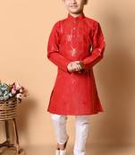 Nfc creation embroidery and sequins work cotton kurta and pajama set for boys