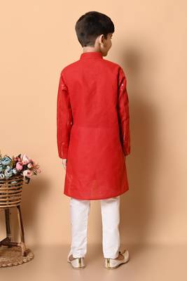 Nfc creation embroidery and sequins work cotton kurta and pajama set for boys 2