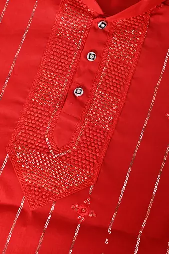 Nfc creation embroidery and sequins work cotton kurta and pajama set for boys