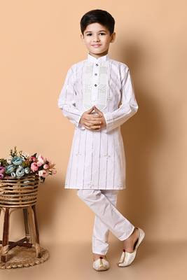 embroidery and sequins work cotton kurta and pajama set for boys 1