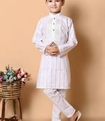 embroidery and sequins work cotton kurta and pajama set for boys