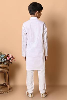 embroidery and sequins work cotton kurta and pajama set for boys 2