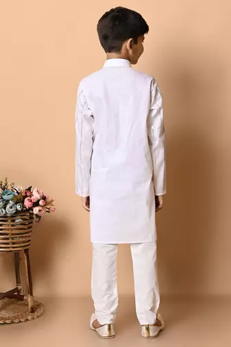 embroidery and sequins work cotton kurta and pajama set for boys