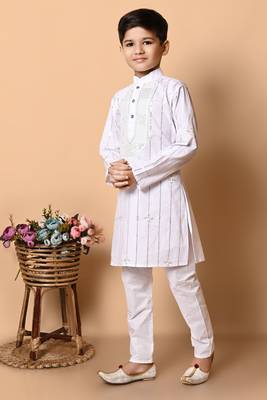 embroidery and sequins work cotton kurta and pajama set for boys 3