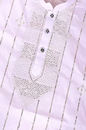 embroidery and sequins work cotton kurta and pajama set for boys