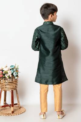 Nfc creation embroidery and sequins work dupion silk kurta jacket and pajama set for boys 2