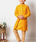 Nfc creation embroidery and sequins work dupion silk kurta jacket and pajama set for boys