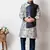 embroidery and sequins work dupion silk kurta side jacket and pajama set for boys