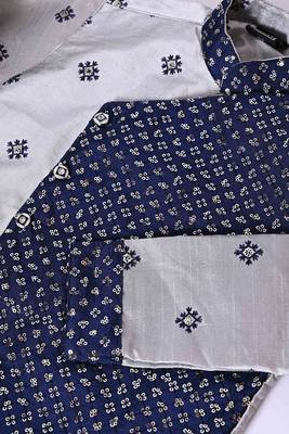 embroidery and sequins work dupion silk kurta side jacket and pajama set for boys 5