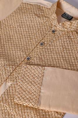 embroidery and sequins work dupion silk kurta jacket and pajama set for boys 5