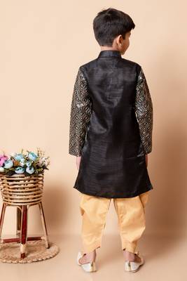 Nfc creation embroidery and sequins work dupion silk kurta and patiyala set for boys 2