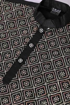 Nfc creation embroidery and sequins work dupion silk kurta and patiyala set for boys 5